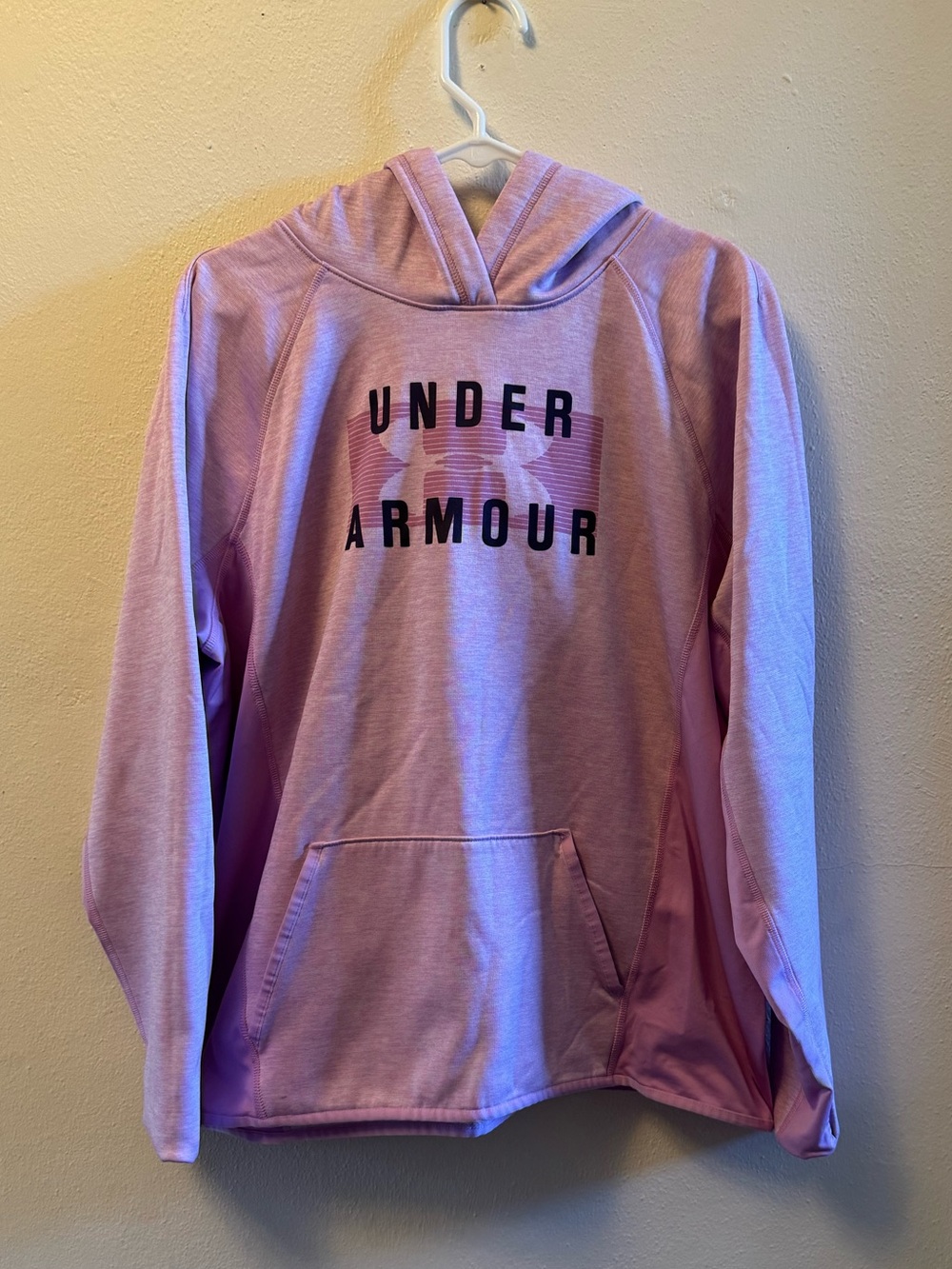 Under Armour Storm Womens XXL Pink Heathered Pullover Hoodie Big Logo Sweatshirt